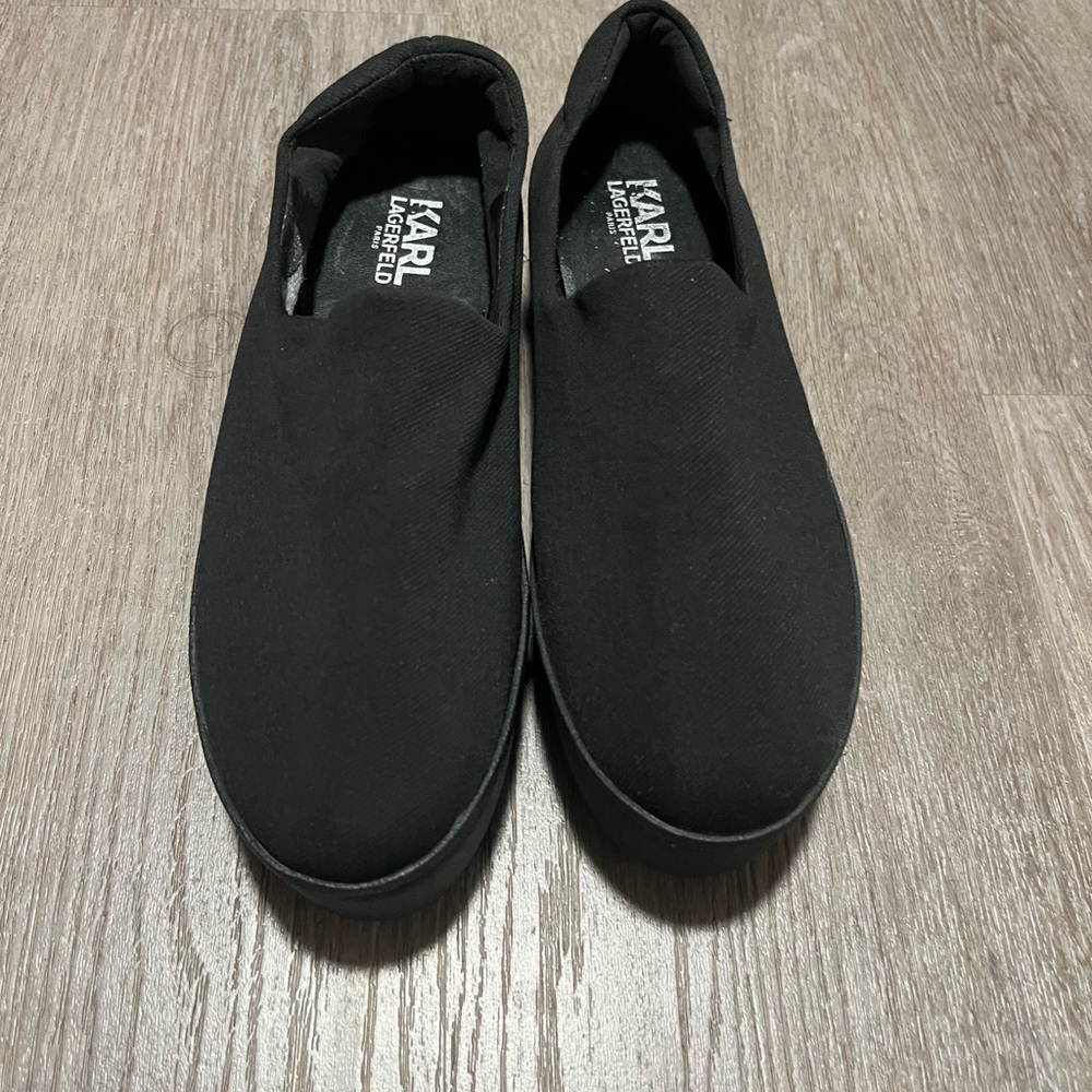 Karl Lagerfeld Black Loafers Minimalist Slip-Ons - Picture 2 of 4